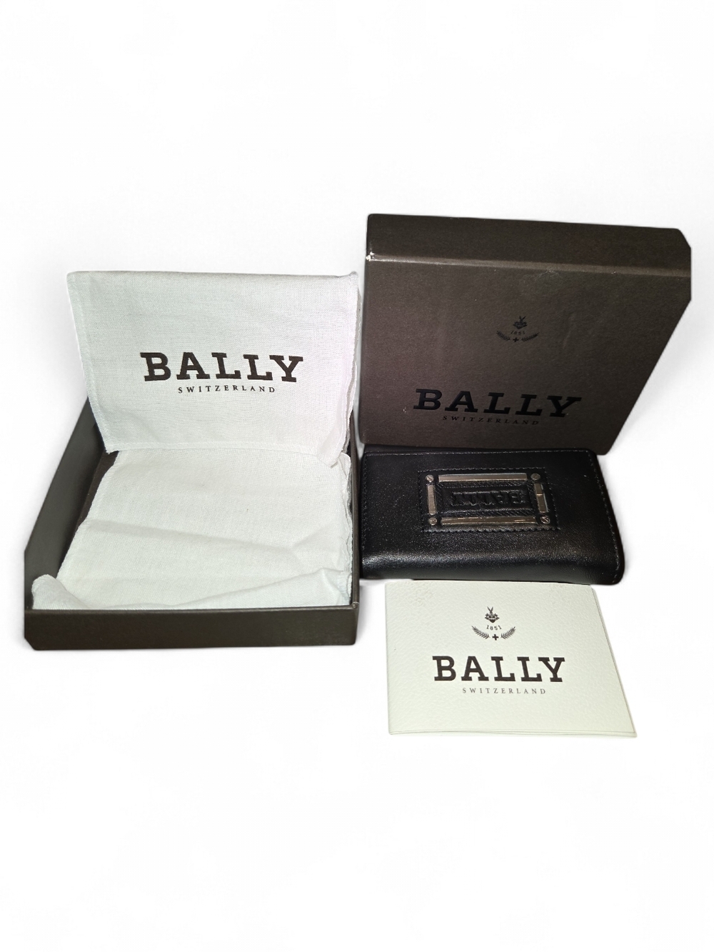 Bally Black Leather  Key Holder Wallet with Logo Plaque
